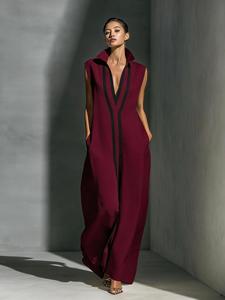 Abito Estivo 2026 Nuovo Modello Europeo Americano con Scollo a V Senza Maniche in Poliestere Vestibilità Slim Fantasia Geometrica per E-commerce Transfrontaliero - Product Image 5