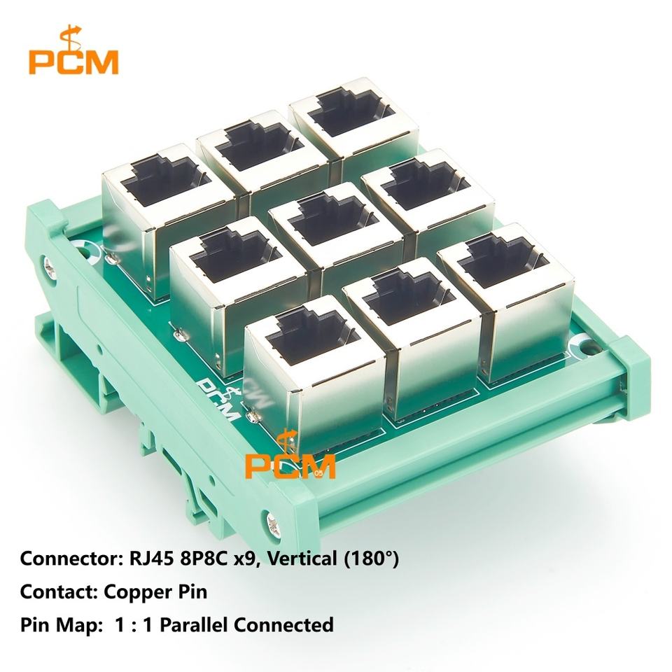 Corent Rj45 9 Port RJ45 Female Buss Board 35mm C45 Din Rail Mount Interface Module ...