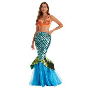 Robe longue de princesse sirène pour adulte, robe de soirée sexy sans bretelles à paillettes, robes de fantaisie pour femmes - Product Image 4