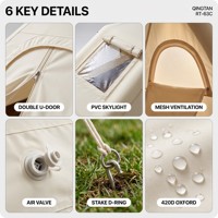 Tente de camping gonflable 3-4 personnes, double couche, quatre saisons, imperméable, tissu Oxford, ouverture automatique rapide, tente familiale pour l'extérieur