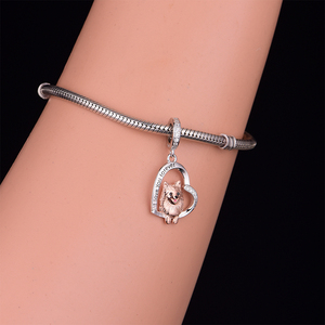 Breloques Pan en Argent Sterling 925 avec Perles de Zircon, Motif Chien Pomeranian Tendance, Compatibles Bracelet Original, Bijoux pour Filles et Filles, Berluque - Product Image 4
