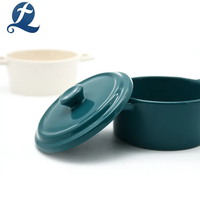 Casserole en grès émaillé avec couvercle, motif et couleur personnalisables, design classique, ustensiles de cuisine