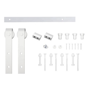 6.6 Ft. Kit de quincaillerie pour porte de <span class=keywords><strong>grange</strong></span> roulante blanche avec sangle à crochet style coulissant en bois massif Design rustique Portes de placard pliantes - Product Image 2
