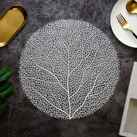 Set de table en PVC motif fleur d'hibiscus bronzé, isolant et résistant à la chaleur, pour la maison et la décoration de Noël