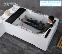 Baignoire Spa Jacuzzi 2 Personnes Chauffante avec Jets de Massage, Cascade en Acrylique, Robinet Mixte, Douche Hydromassante pour Hôtel