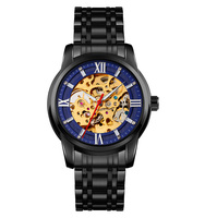 Reloj Mecánico Automático de Lujo para Hombre Skmei 9222, de Acero Dorado, Resistente al Agua, con Diseño de Esqueleto