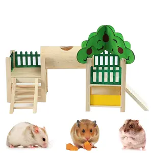 Großhandel natürliche Chinchilla und Meers chweinchen Klettern spielen Hut Holz kleines Haustier Haus für Kaninchen Meers chweinchen Hamster