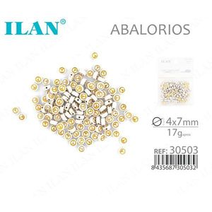 Perline ILAN 4x7mm con Simbolo della Pace in Lettere Dorate per Creazione di Gioielli - Product Image 1