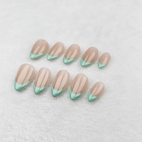 Faux ongles à presser, couleur nude, forme amande, manucure française, avec colle, très vendus
