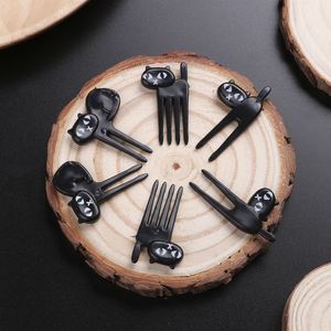 Bento Lunches Tăm Bộ Đồ Ăn <span class=keywords><strong>Mini</strong></span> Phim Hoạt Hình 6 Cái/gói Mèo Đen Trái Cây <span class=keywords><strong>Fork</strong></span> Snack Bánh Tráng Miệng Thực Phẩm <span class=keywords><strong>Fork</strong></span> Đảng Decor - Product Image 2
