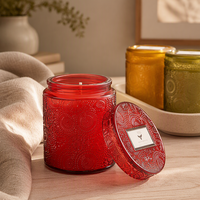 Bougie parfumée en verre gaufré 5 couleurs avec couvercle en verre, décoration d'intérieur, vente en gros, fournisseur OEM ODM, marque privée