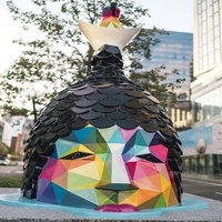 Statue d'extérieur moderne en fibre de verre YUWEI, motif animal abstrait en forme de diamant, couleur personnalisée, emballage en bois pour décoration publique