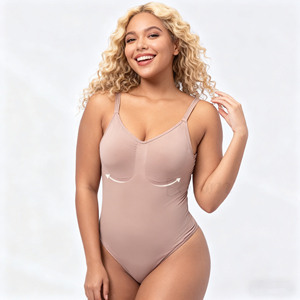 <span class=keywords><strong>Body</strong></span> Modellante a Clessidra con <span class=keywords><strong>Schiena</strong></span> Bassa per Donne, Shapewear Senza Cuciture con Spalline Regolabili, Controllo Pancia, Perizoma Modellante - Product Image 3
