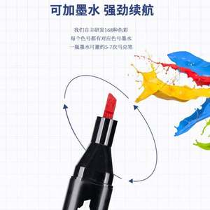 ปากกามาร์คเกอร์แบบสองหัว ยี่ห้อ Usa Mairun รุ่น 406 ขนาด 12 24 30 36 48 60 80 100 120 168 สี กันน้ำ ติดทนนาน สำหรับศิลปิน ใช้หมึกแอลกอฮอล์ - Product Image 2