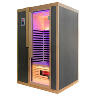 Ruang Sauna Inframerah Jauh Dalam Ruangan untuk 2 Orang, Kabin Sauna Kayu dengan Terapi Cahaya Merah dan Terapi Cahaya Kromoterapi