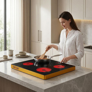 Table de cuisson à induction 3 brûleurs, design compact, 3500W, acier inoxydable, cuisson rapide, économie d'énergie, trois brûleurs indépendants - Product Image 1