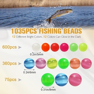 Perles <span class=keywords><strong>de</strong></span> pêche en plastique phosphorescentes <span class=keywords><strong>de</strong></span> haute qualité pour la pêche au bar, au marlin, en eau salée, en rivière et en ruisseau – Appâts colorés pour montages et œufs - Product Image 2