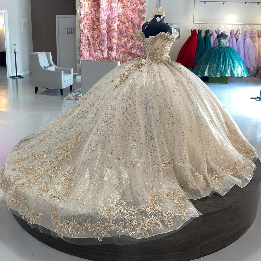 beige ball gown