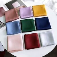 Foulard carré en soie satinée pour femme, couleur unie simple, 70x70cm, Hijab, Mouchoir de poche, Personnalisable
