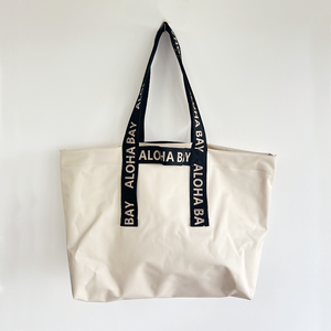 Bolso Tote extra grande impermeable de nailon para mujer, bolso de playa largo con asas impresas personalizadas y logotipo personalizado reutilizable - Product Image 3