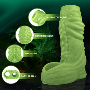Silikon Penis kollu hayvan Penic kol çevresi uzatma Penis halkası ile gerçekçi Hollow yapay Penis kollu erkek yetişkin seks oyuncakları - Product Image 3