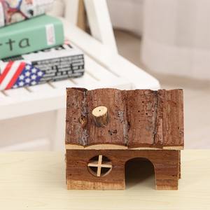 Casa de Madera para Hámster con Pequeña <span class=keywords><strong>Chimenea</strong></span>, Refugio para Mascotas de Madera Maciza Natural, Casa de Madera para Mascotas Pequeñas - Product Image 2