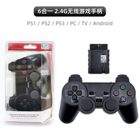Manette de jeu sans fil PS2 2.4G 3-en-1/6-en-1 avec vibration, compatible avec PS2, PC et Android, modèle P2