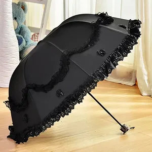 <span class=keywords><strong>Parasol</strong></span> 3D à fleurs en dentelle, revêtement noir, protection solaire <span class=keywords><strong>anti</strong></span> UV, <span class=keywords><strong>parasol</strong></span> princesse portable, résistant au <span class=keywords><strong>vent</strong></span>, vintage - Product Image 4