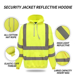 تخصيص طويلة الأكمام هوديي مع شرائط عاكسة للماء واقية من الرياح سترة السلامة مرحبا فيس الفلورسنت يتميز جاكيتات لينة - Product Image 6
