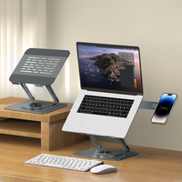 Support d'ordinateur portable ergonomique de bureau avec station d'extension, support d'ordinateur portable réglable à 360° avec support magnétique pour téléphone