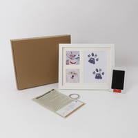 Cadre photo commémoratif pour empreintes de pattes d'animaux, étanche, carré, en bois, à poser sur table, avec tampon encreur pour empreintes de pattes de chat/chiens