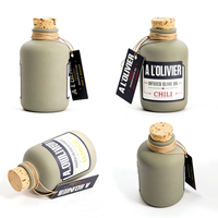 Bouteille en verre en céramique personnalisée de 250 ml 200 ml, bouteille en verre en céramique en porcelaine pour huile d'olive avec fermeture en liège