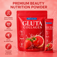 Poudre de Collagène OEM Gluta 300 000 mg Glutathion Végétalien Antioxydant Saveur Fraise Complément Anti-Âge Beauté pour Adultes