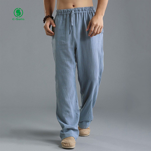 <span class=keywords><strong>Pantaloni</strong></span> sportivi Casual da uomo di grandi dimensioni con coulisse elastico in vita in cotone traspirante e <span class=keywords><strong>lino</strong></span> con motivo diritto allentato - Product Image 1