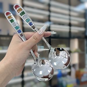 304 stainless steel spoon European spoon creative colorful enamel spoon spoon restaurant eating and drinking spoon tableware - Product Image 1