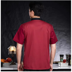 Verano Chef uniforme cocina Hotel café cocina ropa de trabajo camisa de <span class=keywords><strong>manga</strong></span> corta Catering cocinero chaqueta Tops para hombre mujer - Product Image 2