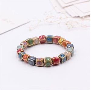 Trendy Women's Elastic Copper Alloy <b>Rope</b> Colorful Ceramic Bead Butterfly <b>Bracelet</b> Jewelry Gift - Product Image 2