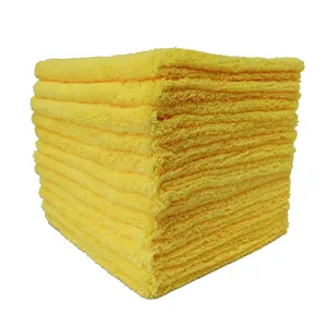 黄色超细纤维无边清洁布吸水洗车毛巾毛绒超细纤维汽车干毛巾