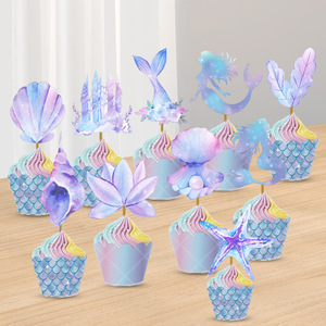 Mermaid serie per bambini decorazione torta di compleanno Plugin a sorpresa etichetta da tavola per feste stoviglie e decorazioni - Product Image 3