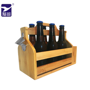Portabotellas <span class=keywords><strong>de</strong></span> madera con abrebotellas y mango superior, 6 paquetes - Product Image 5