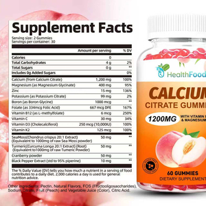 Gomitas de Citrato de Calcio de Alta Calidad con Magnesio y Vitamina K2 para la Salud Inmunológica y Dental de Adultos, Control de Energía - Product Image 2