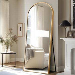 Espejo <span class=keywords><strong>de</strong></span> Cuerpo Entero <span class=keywords><strong>de</strong></span> Piso Grande y Largo Personalizado <span class=keywords><strong>de</strong></span> Fábrica con Marco <span class=keywords><strong>de</strong></span> Aluminio y Metal en Negro y Dorado, Moderno, <span class=keywords><strong>de</strong></span> <span class=keywords><strong>Pared</strong></span> y Arqueado - Product Image 1