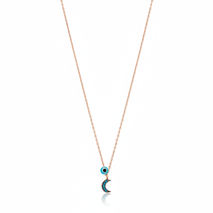 Collier à breloque en forme de croissant de lune Turquoise, pendentif tendance et élégant fait à la main, en argent Sterling 925, vente en gros - Product Image 2