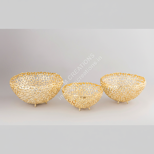 Modern Gold Plated Aluminium Casted Metal Bowl sets Hot Selling Sustainable Wedding <b>Tableware</b> Kitchenware Decorative - Product Image 1