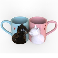Souvenir de mariage personnalisé, tasse à café pour couple, cadeau, tasse à café en céramique mignonne avec des chats qui s'embrassent
