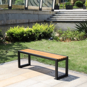 WPC-banco de madera para exteriores, muebles de calle de metal, silla larga de jardín <span class=keywords><strong>urbano</strong></span>, asientos de jardín modernos, bancos planos para KS Arks y lazas - Product Image 1