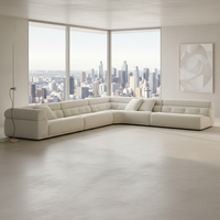 Canapé modulaire sectionnel Coup, style italien minimaliste de luxe, structure en aluminium courbée, revêtement en cuir véritable et tissu en laine pour villa