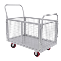 Chariot à plateforme en acier robuste ALLWORLD CH05114, capacité 200 kg, côtés en maille amovibles, 1000x600x940 mm, chariot à 4 roues avec revêtement en poudre