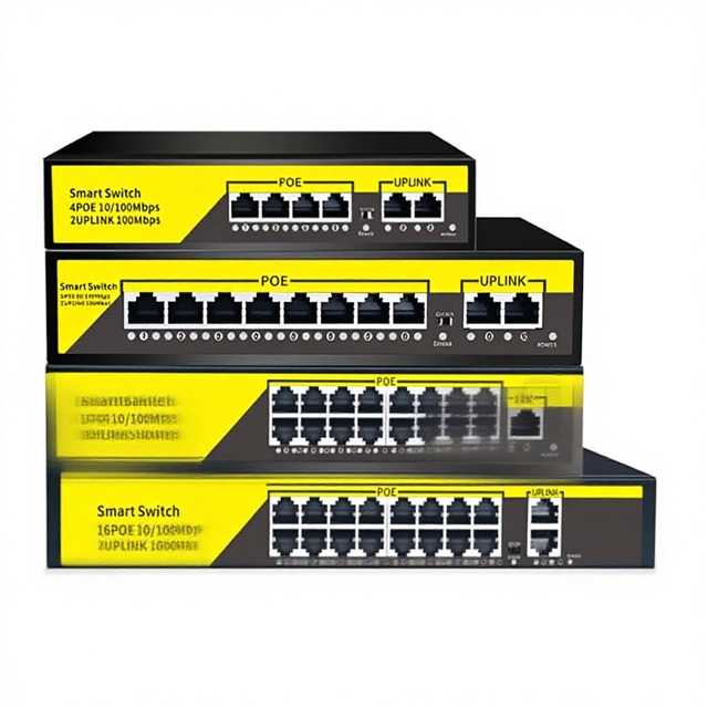 Network Monitoring 48V-52V 4-Port/8-Port/16-Port/24-Port Fast Ethernet Gigabit High-Power PoE Switch Supports 4-Core 100/1000