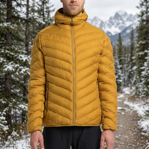 Chaqueta Acolchada con Capucha para Hombre, Color Sólido, Rellena de Plumón, Cierre de Cremallera, Resistente al Viento, Estilo Casual para Invierno, Corte Ajustado, Largo Regular - Product Image 4